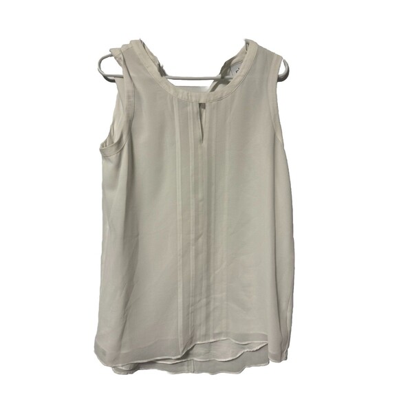 Cabi Size Medium Pleated Blouse Top White Sleeveless Business Casual - Picture 1 of 4